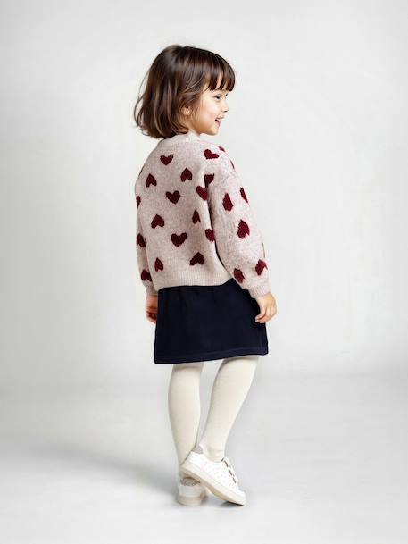Gilet jacquard coeurs fille beige doré - vertbaudet enfant 