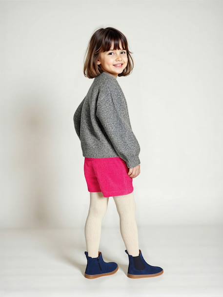 Gilet fille maille mousseuse gris chiné+vanille - vertbaudet enfant 