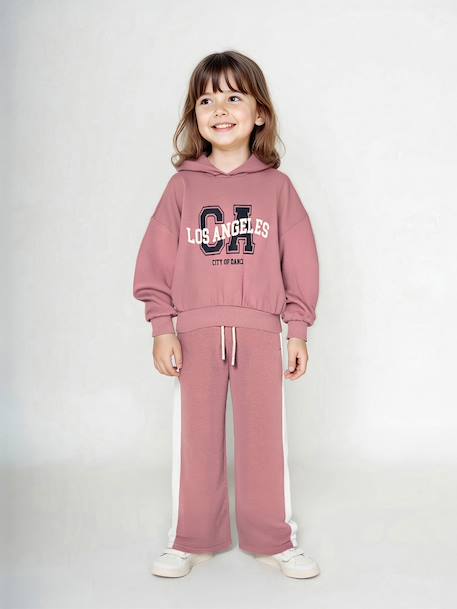 Hooded Sweatshirt + Wide-Leg Joggers Sportswear Set old rose - vertbaudet enfant 