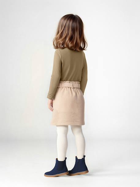 Tee-shirt fantaisie fille écru+olive - vertbaudet enfant 