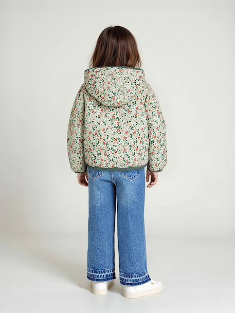 Reversible Lightweight Jacket for Girls emerald green+sage green - vertbaudet enfant 