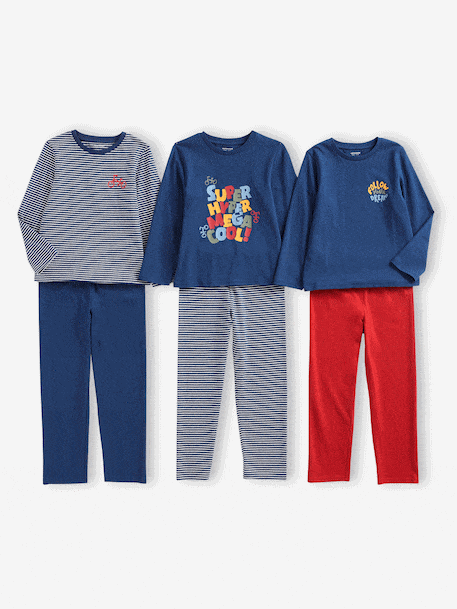 Lot de 3 pyjamas garçon vélo bleu océan - vertbaudet enfant 