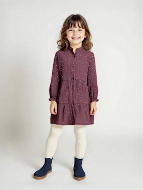 -Robe fille en gaze de coton imprimée pois irisés