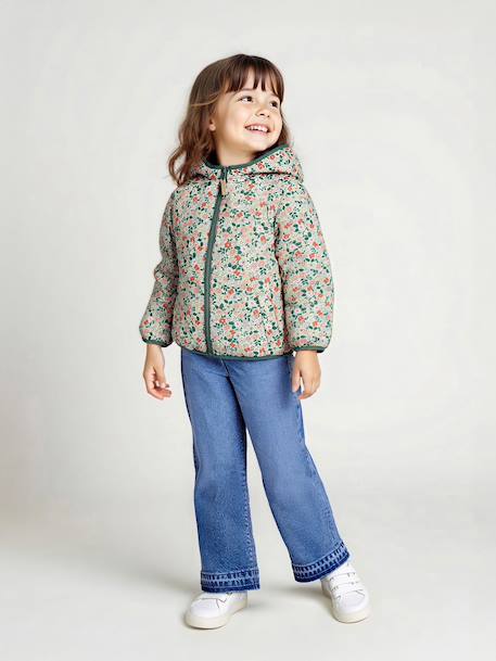 Reversible Lightweight Jacket for Girls emerald green+sage green - vertbaudet enfant 