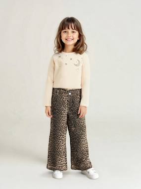 -Wide-leg paperbag leopard print trousers for girls 