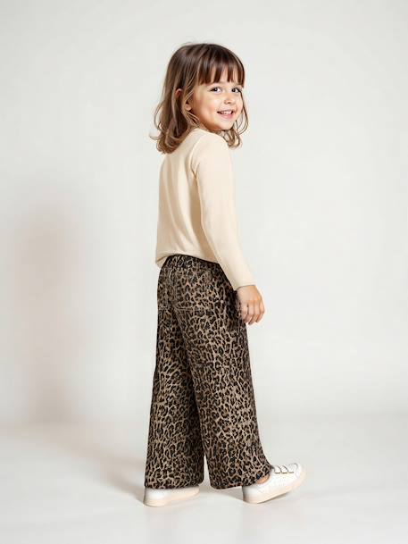 Pantalon fille large imprimé beige+multicolore+vanille - vertbaudet enfant 