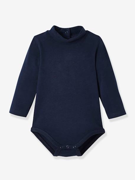 Pack of 2 Bodysuits for Babies, High Neck, Long Sleeves Dark Blue+Mustard - vertbaudet enfant 