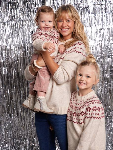 Unisex Christmas Jacquard Jumper, Family Capsule Collection ecru - vertbaudet enfant 