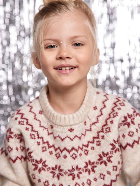 Pull jacquard enfant mixte noël capsule famille écru - vertbaudet enfant 