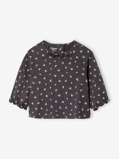 T-shirt forme blouse imprimé fleuri anthracite - vertbaudet enfant 