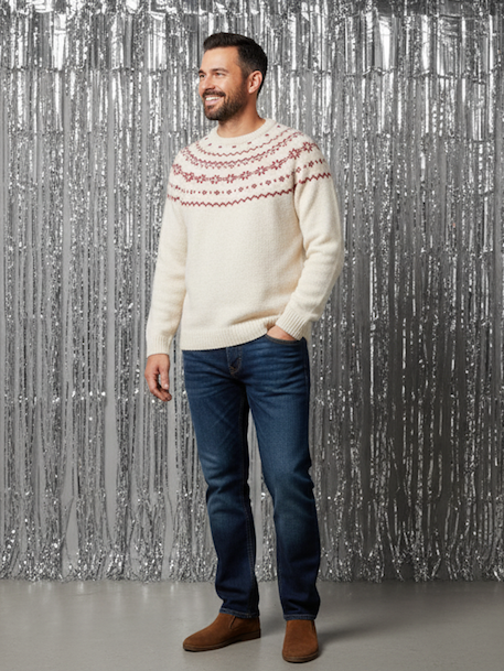 Christmas Jacquard Jumper for Men, Family Capsule Collection,  ENVIE DE FRAISE ecru - vertbaudet enfant 