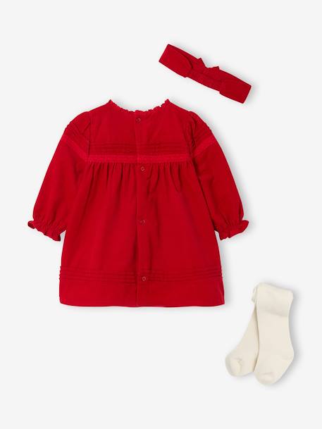 3-Piece Christmas Set for Newborns: Dress + Headband + Tights red - vertbaudet enfant 