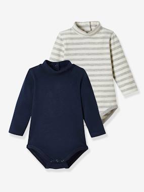 Pack of 2 Bodysuits for Babies, High Neck, Long Sleeves  - vertbaudet enfant