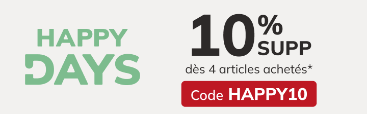 Happy Days: 10% SUPP dès 4 articles achetés* Code : HAPPY10