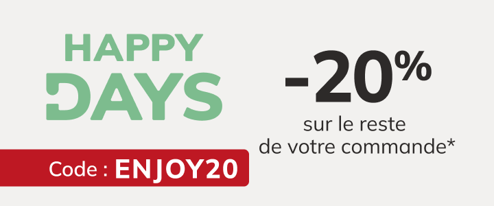 Happy Days: -20% sur le reste de votre commande* Code : ENJOY20